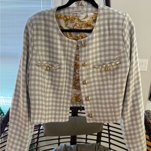 GUESS Women's Gray Checkered Blazer